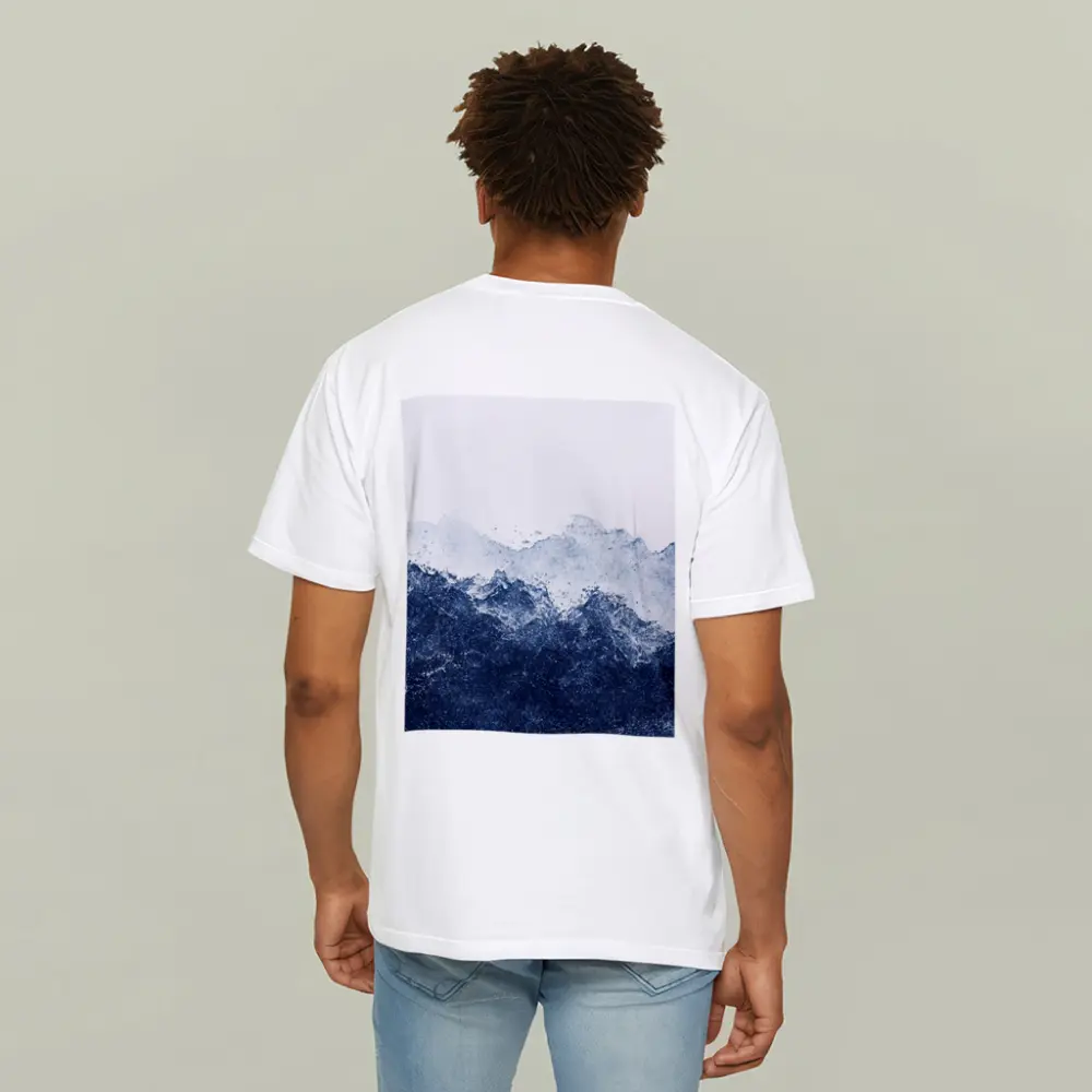 Dark Blue Watercolor Mountain Range White Background – T-Shirts