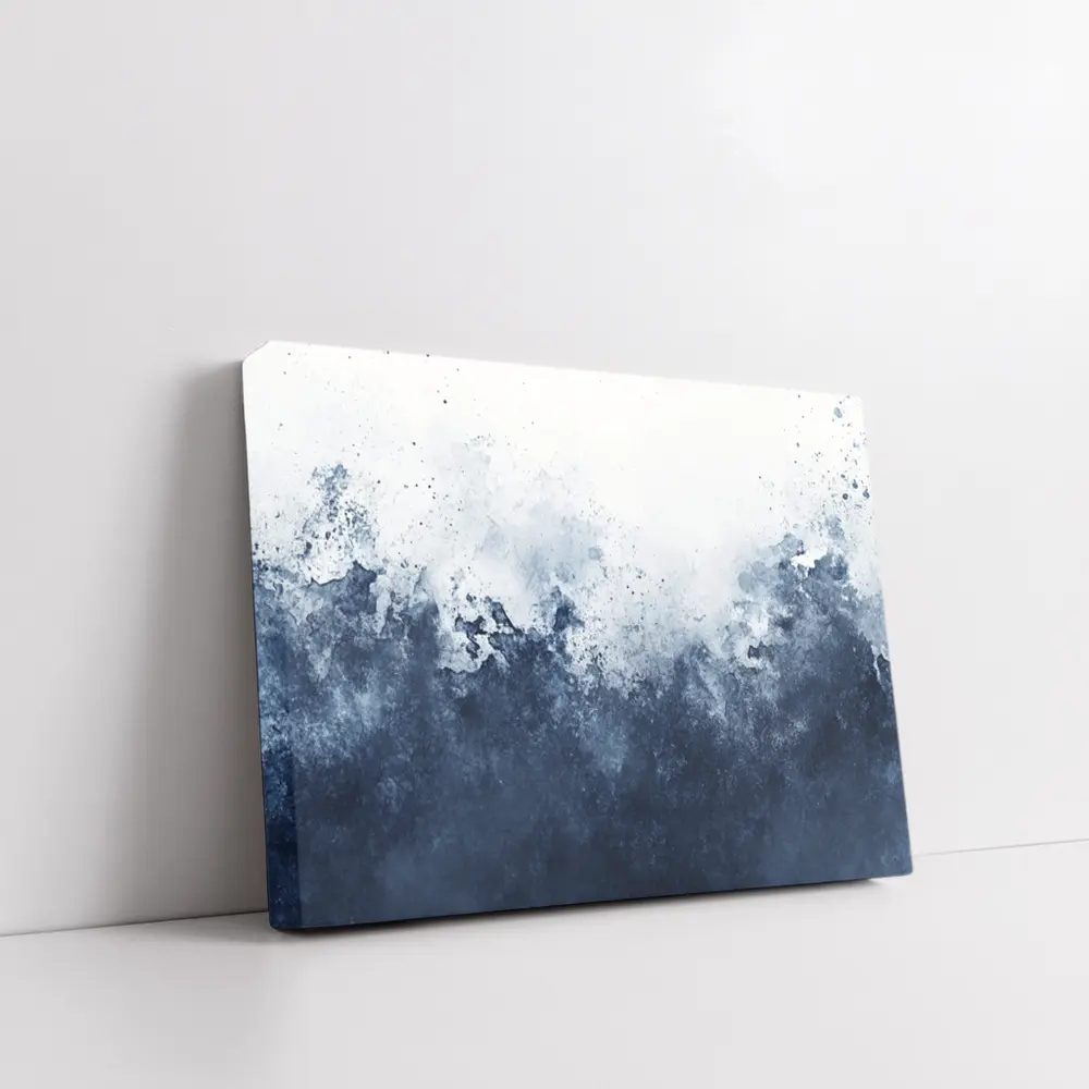 Dark Navy Blue Abstract Watercolor Splash Art – Wall Art