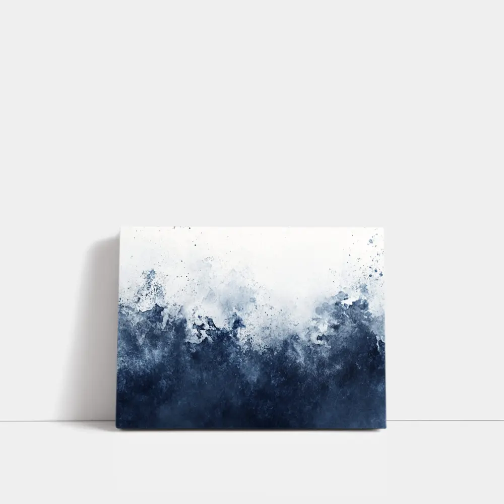 Dark Navy Blue Abstract Watercolor Splash Art – Wall Art