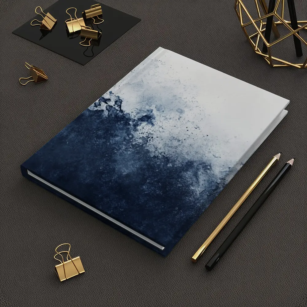 Dark Navy Blue Abstract Watercolor Splash Art – Notebooks