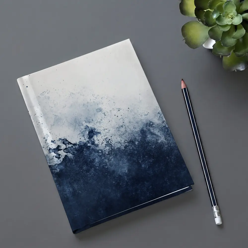Dark Navy Blue Abstract Watercolor Splash Art – Notebooks