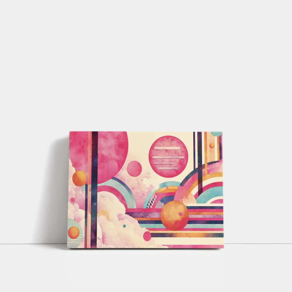 Retro Pink Space Abstract Geometric Art – Wall Art