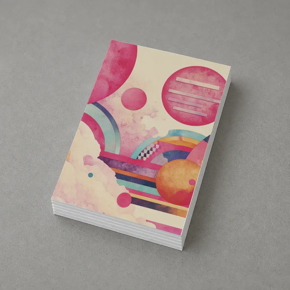 Retro Pink Space Abstract Geometric Art – Postcards