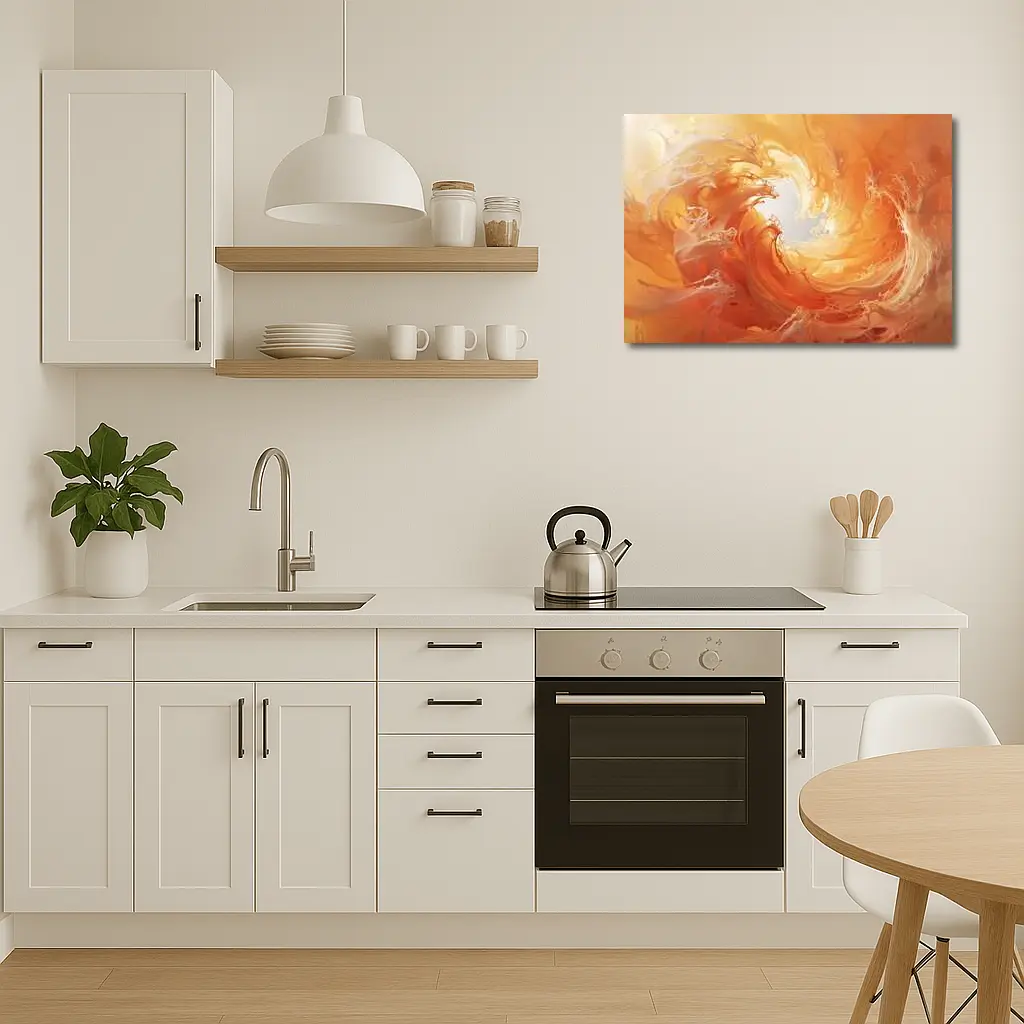 Orange Abstract Swirl Wave Art Print – Wall Art