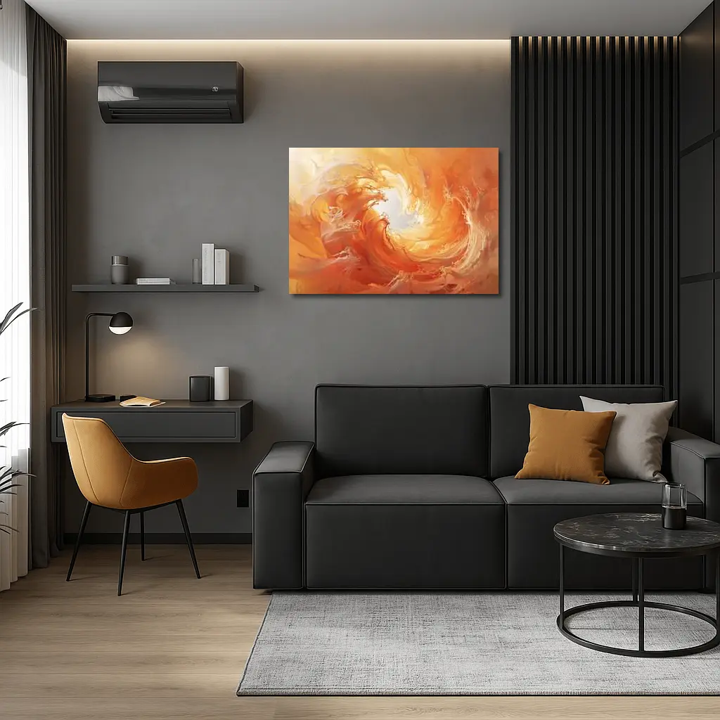 Orange Abstract Swirl Wave Art Print – Wall Art