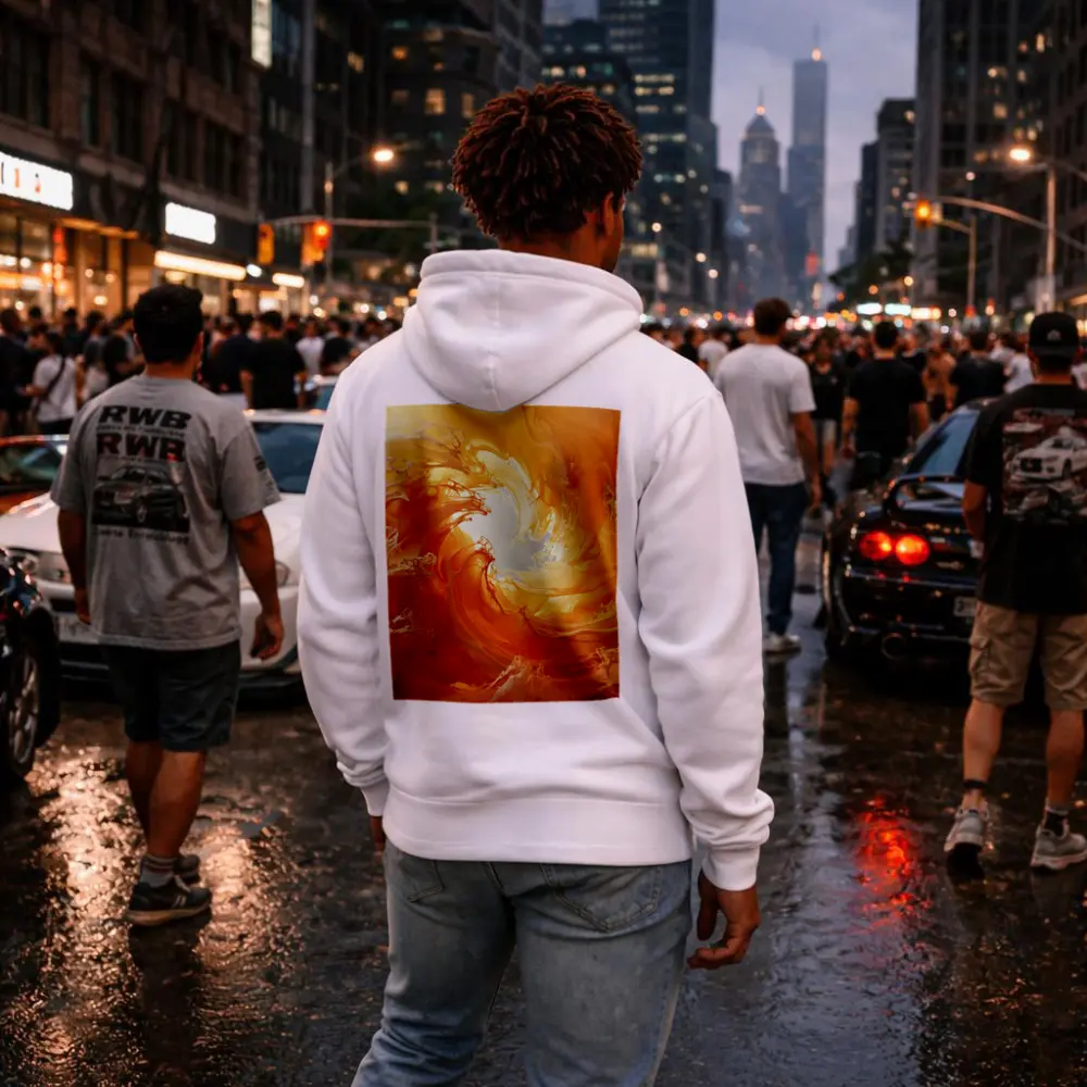 Orange Abstract Swirl Wave Art Print – Hoodies