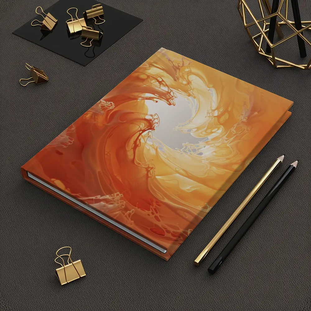 Orange Abstract Swirl Wave Art Print – Notebooks