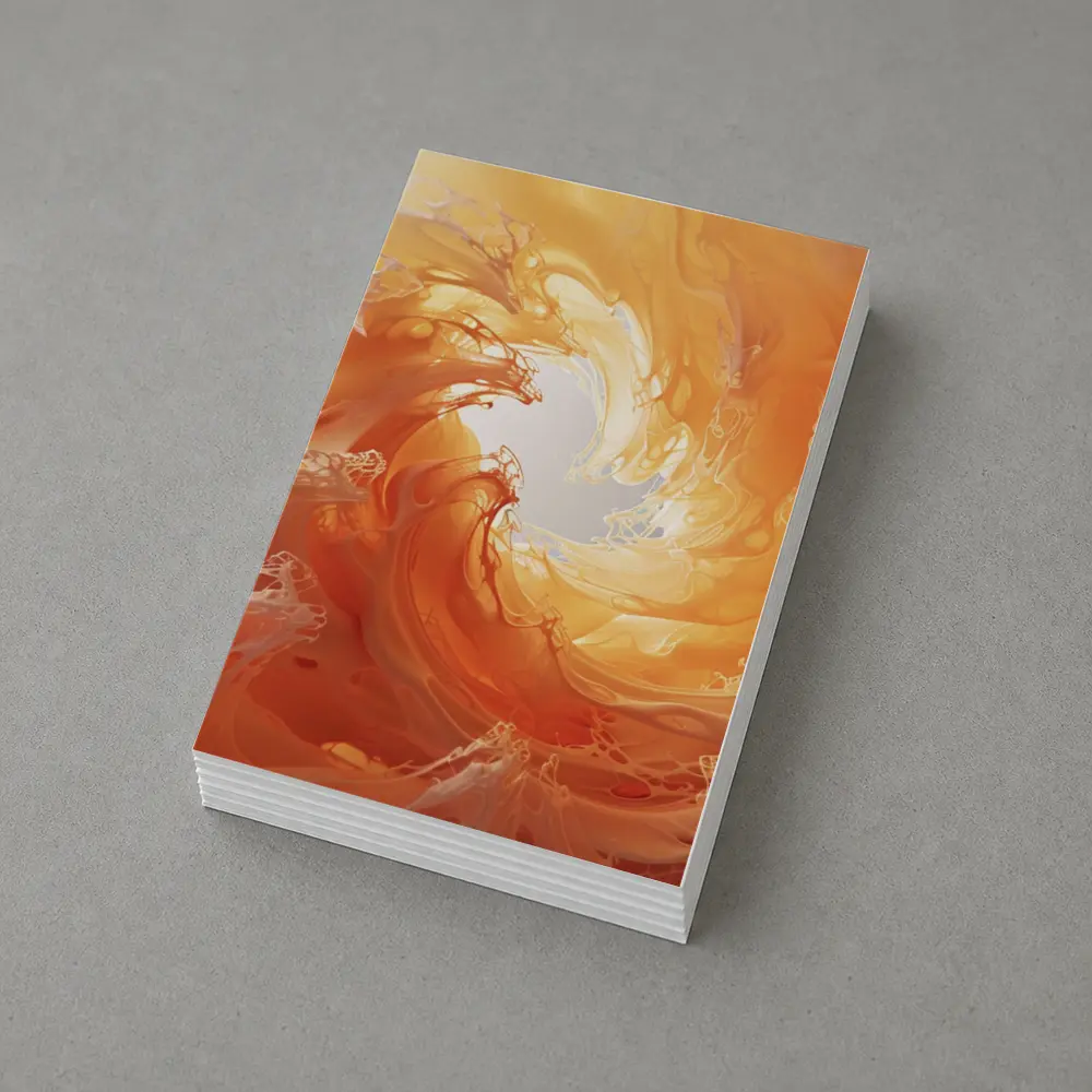 Orange Abstract Swirl Wave Art Print – Postcards