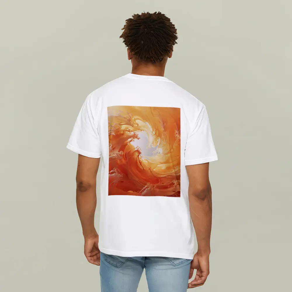 Orange Abstract Swirl Wave Art Print – T-Shirts