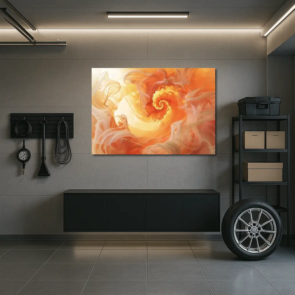 Orange Spiral Abstract Swirl Fluid Art – Wall Art