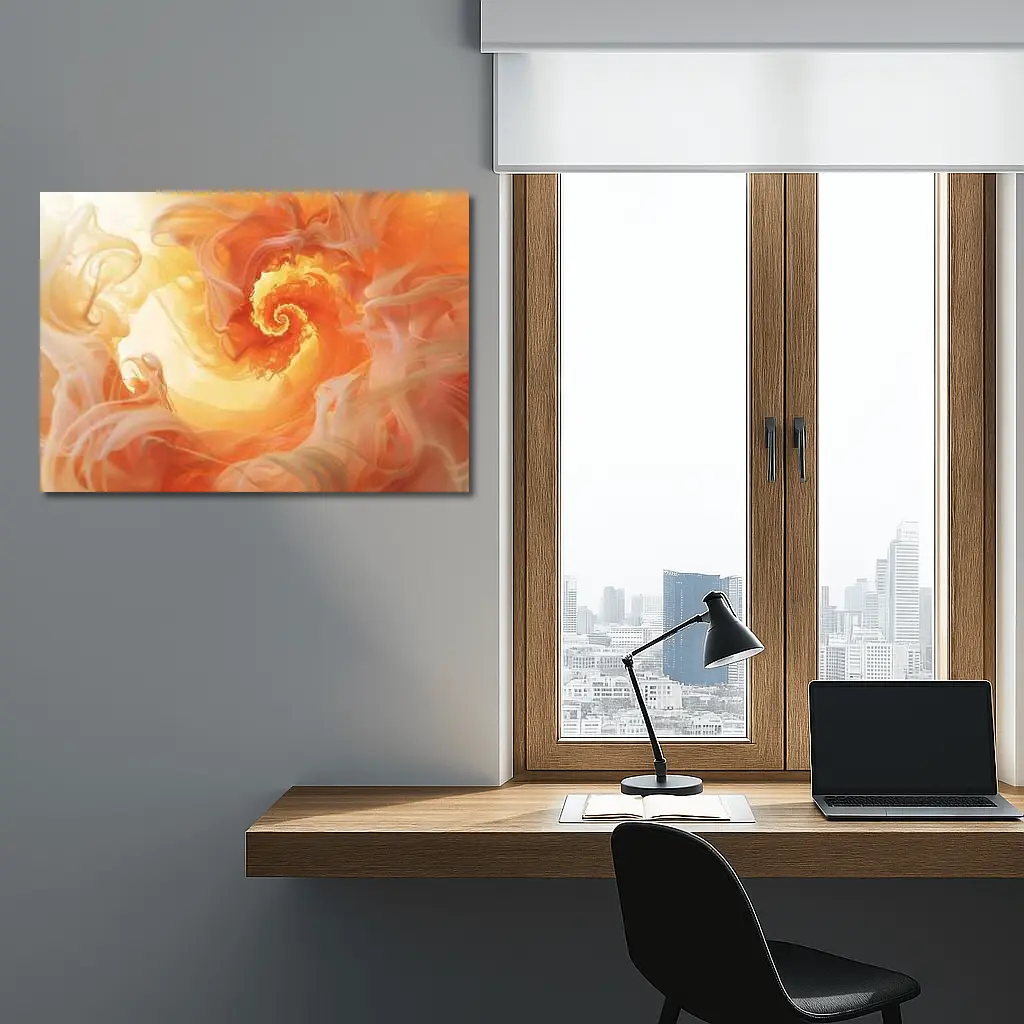 Orange Spiral Abstract Swirl Fluid Art – Wall Art