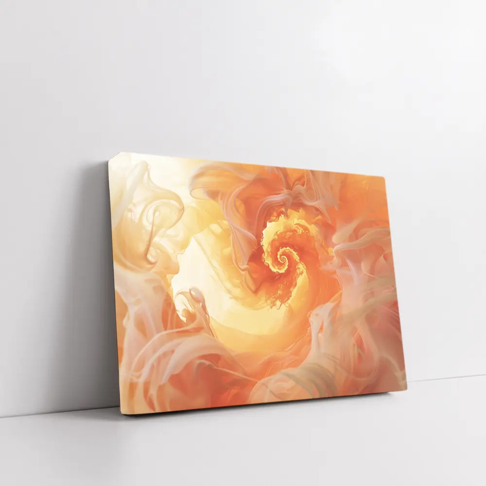 Orange Spiral Abstract Swirl Fluid Art – Wall Art