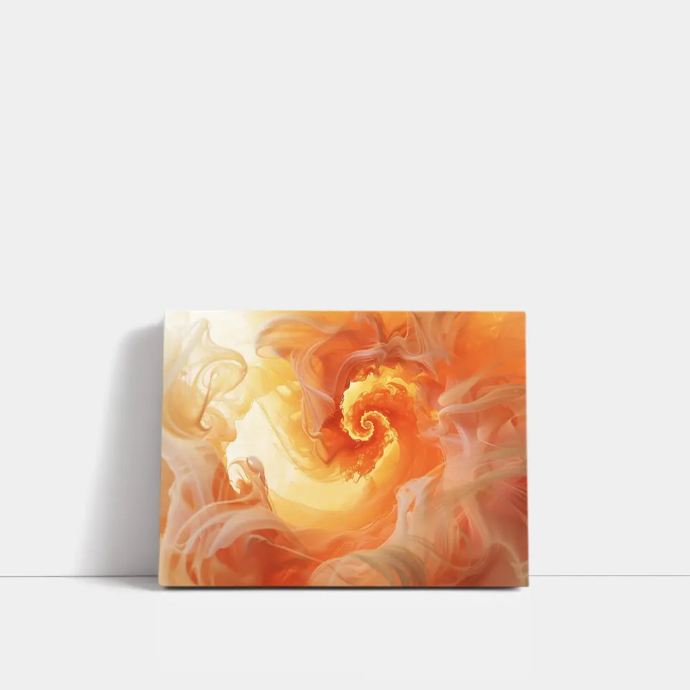 Orange Spiral Abstract Swirl Fluid Art – Wall Art