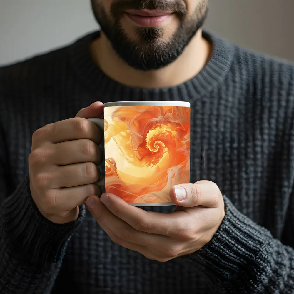 Orange Spiral Abstract Swirl Fluid Art – Mugs