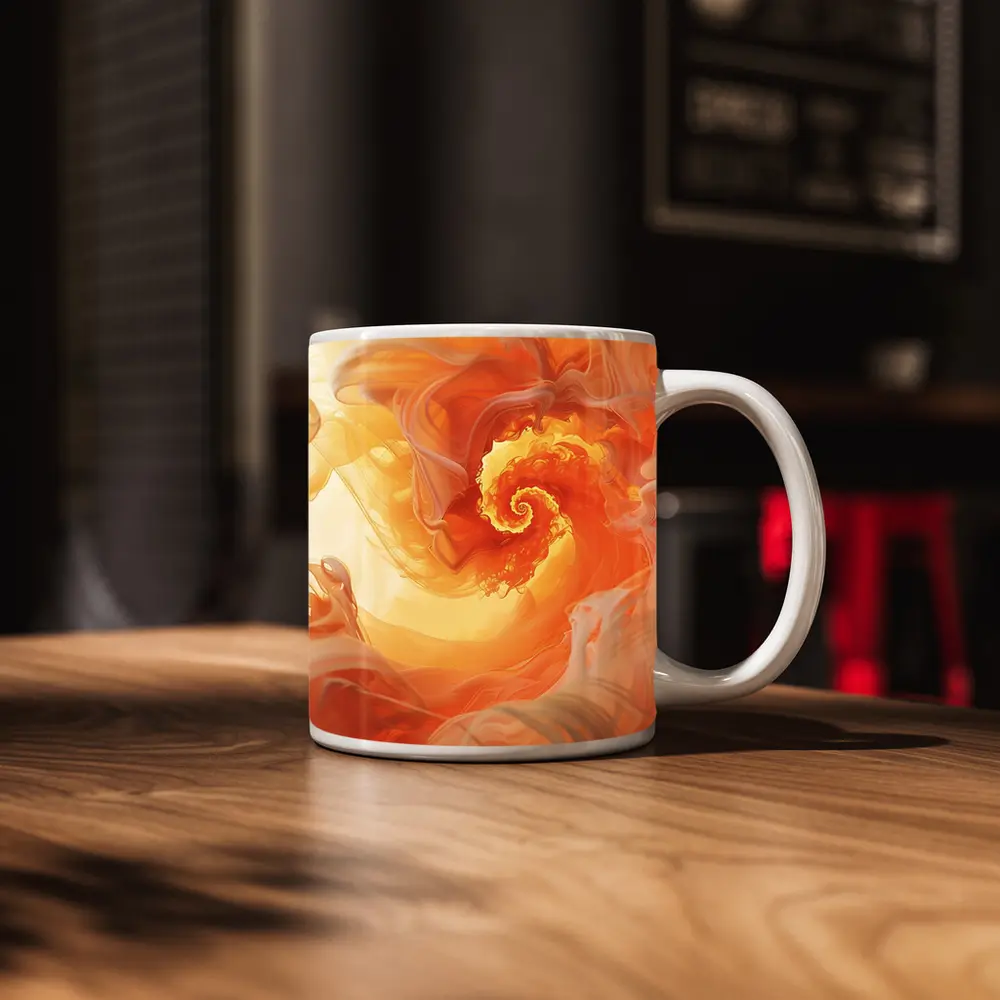 Orange Spiral Abstract Swirl Fluid Art – Mugs