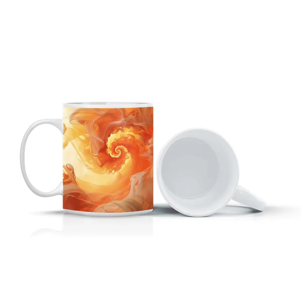 Orange Spiral Abstract Swirl Fluid Art – Mugs