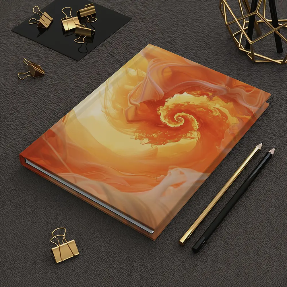 Orange Spiral Abstract Swirl Fluid Art – Notebooks