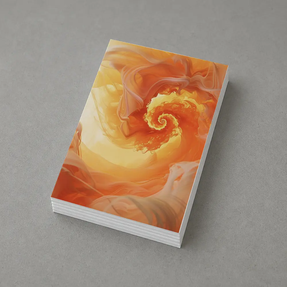 Orange Spiral Abstract Swirl Fluid Art – Postcards