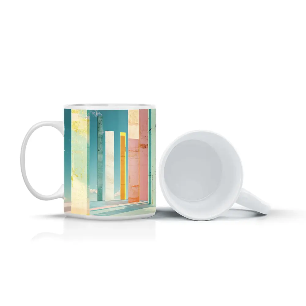 Pastel Columns Abstract Architecture Blue Sky – Mugs