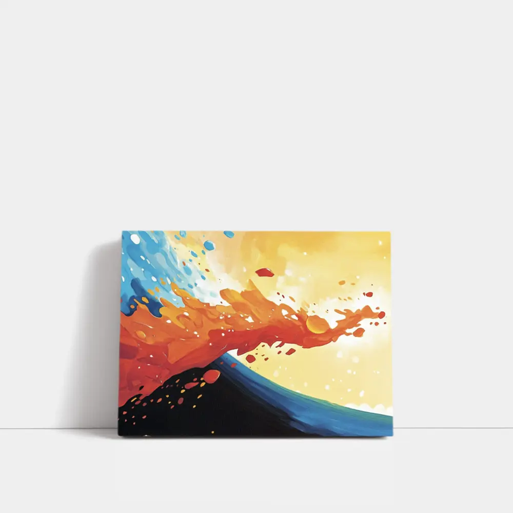 Abstract Wave Splash Orange Blue Yellow Art – Wall Art