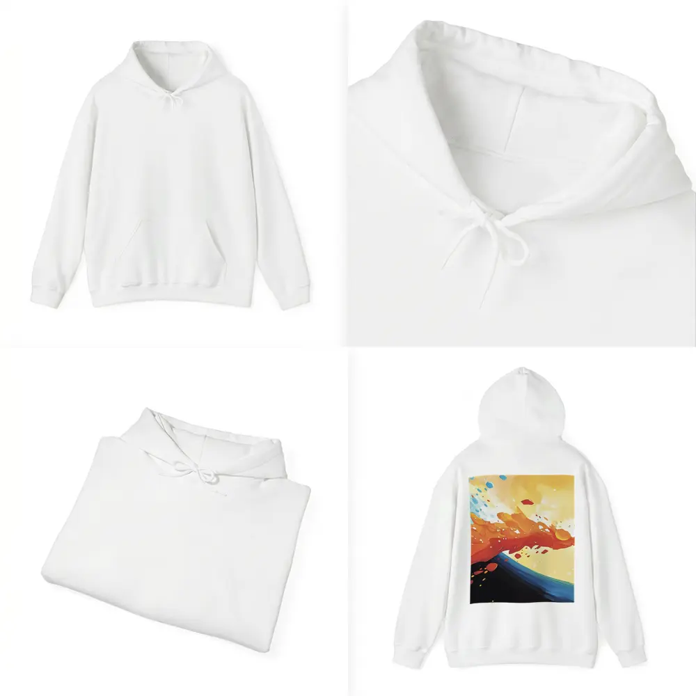 Abstract Wave Splash Orange Blue Yellow Art – Hoodies