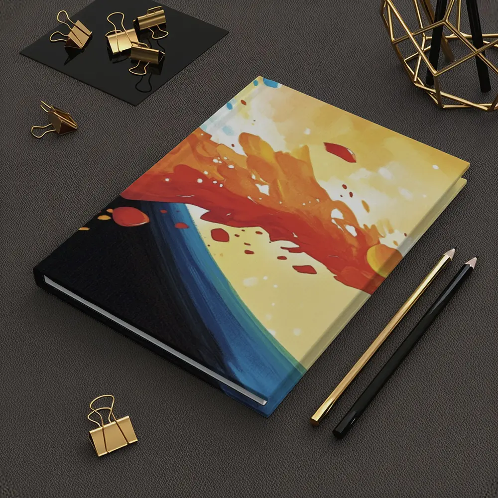 Abstract Wave Splash Orange Blue Yellow Art – Notebooks