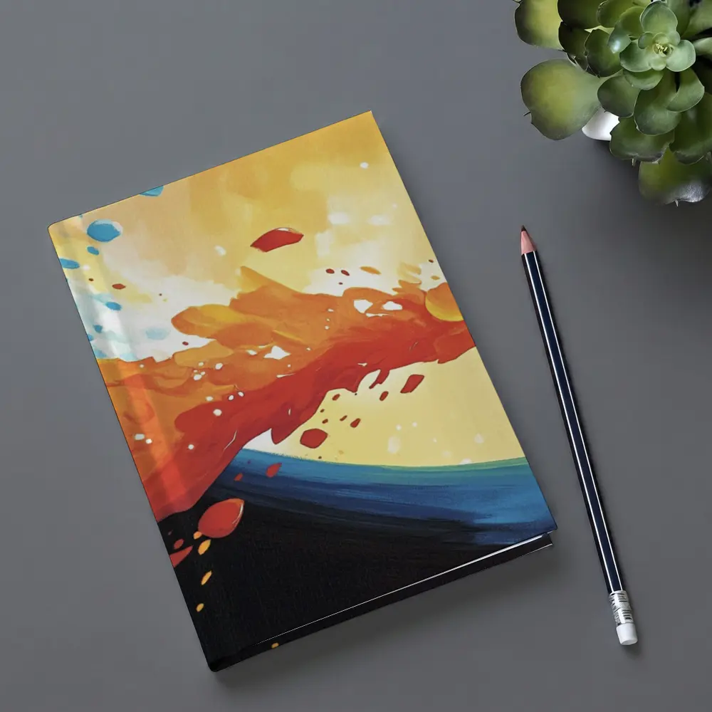 Abstract Wave Splash Orange Blue Yellow Art – Notebooks