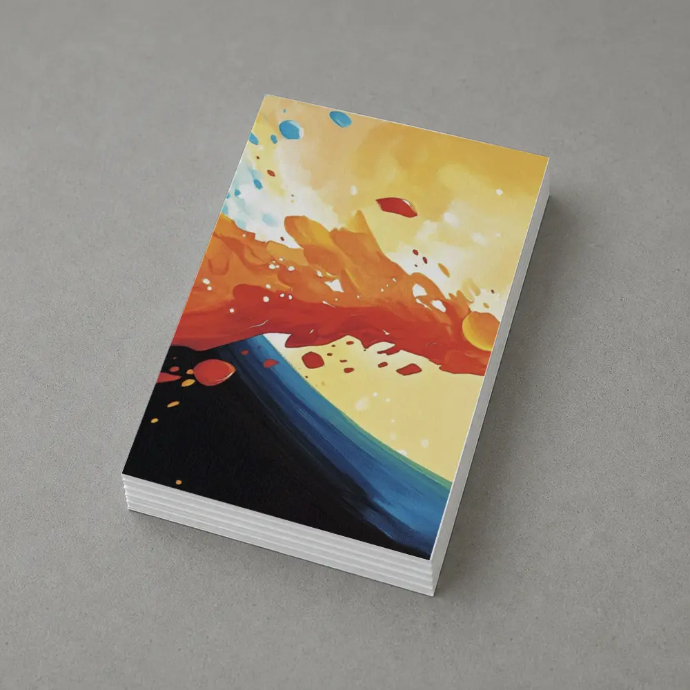 Abstract Wave Splash Orange Blue Yellow Art – Postcards