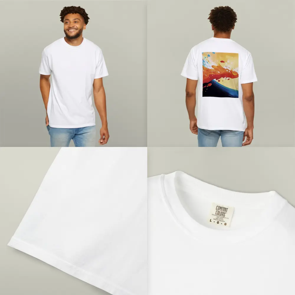 Abstract Wave Splash Orange Blue Yellow Art – T-Shirts