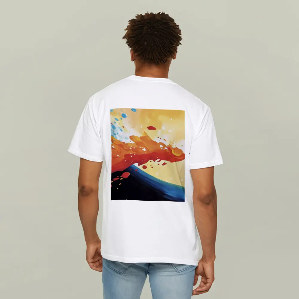 Abstract Wave Splash Orange Blue Yellow Art – T-Shirts