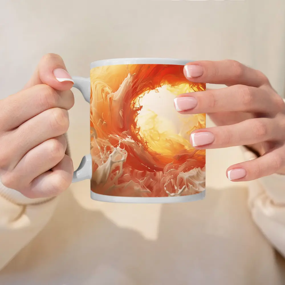 Orange Abstract Swirl Fluid Art Print – Mugs