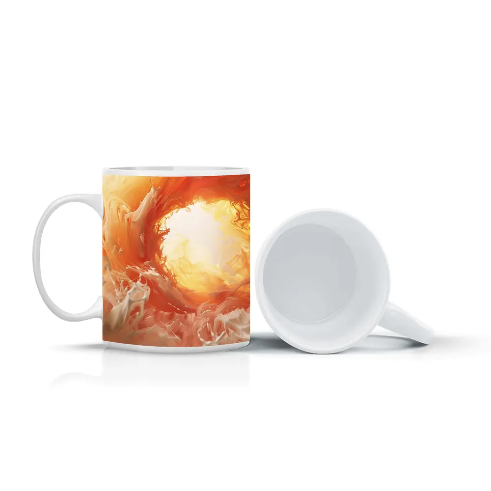 Orange Abstract Swirl Fluid Art Print – Mugs