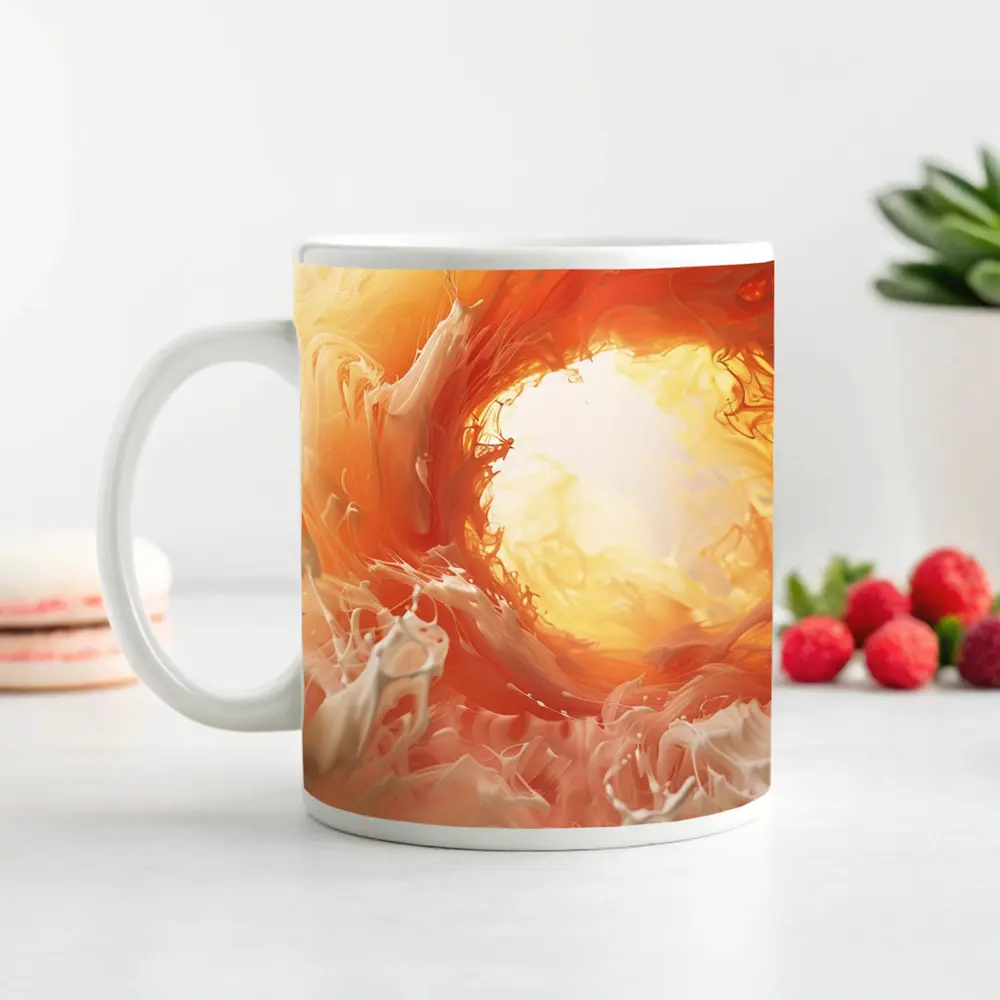 Orange Abstract Swirl Fluid Art Print – Mugs
