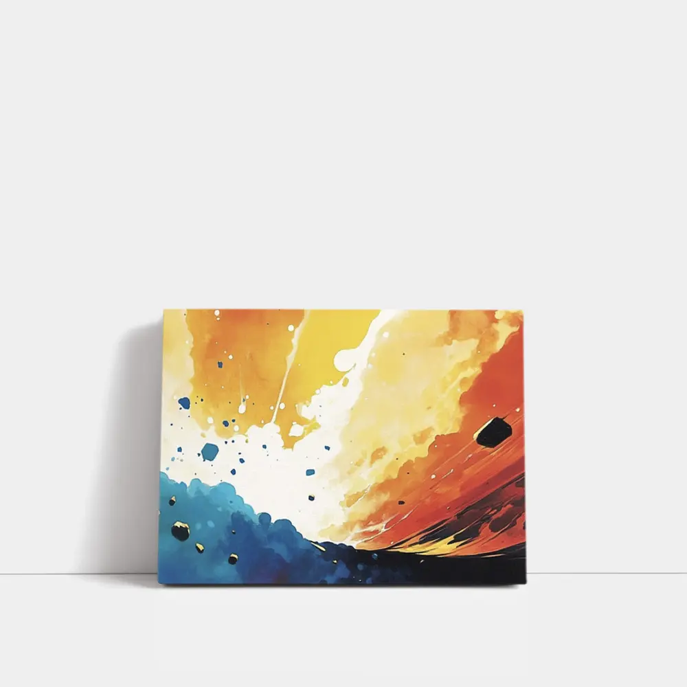 Abstract Watercolor Sky Blue Orange Explosion – Wall Art