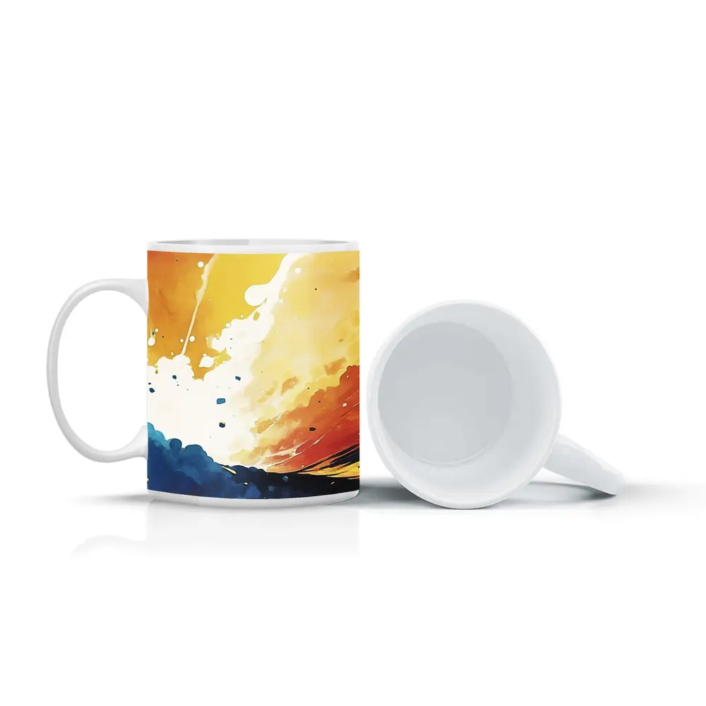 Abstract Watercolor Sky Blue Orange Explosion – Mugs