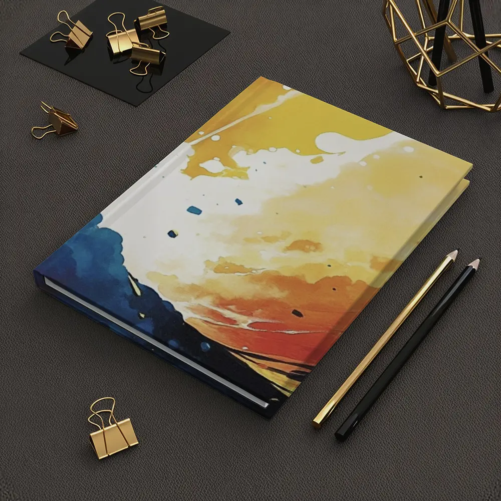 Abstract Watercolor Sky Blue Orange Explosion – Notebooks
