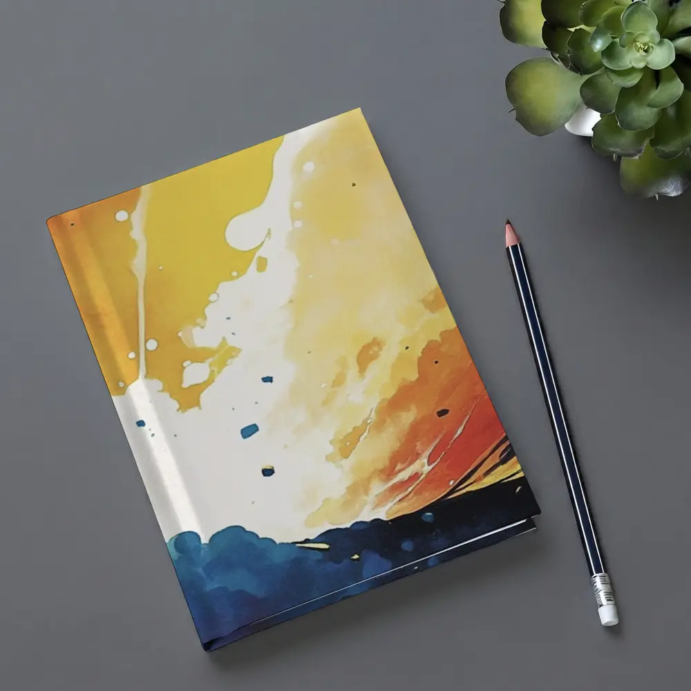 Abstract Watercolor Sky Blue Orange Explosion – Notebooks