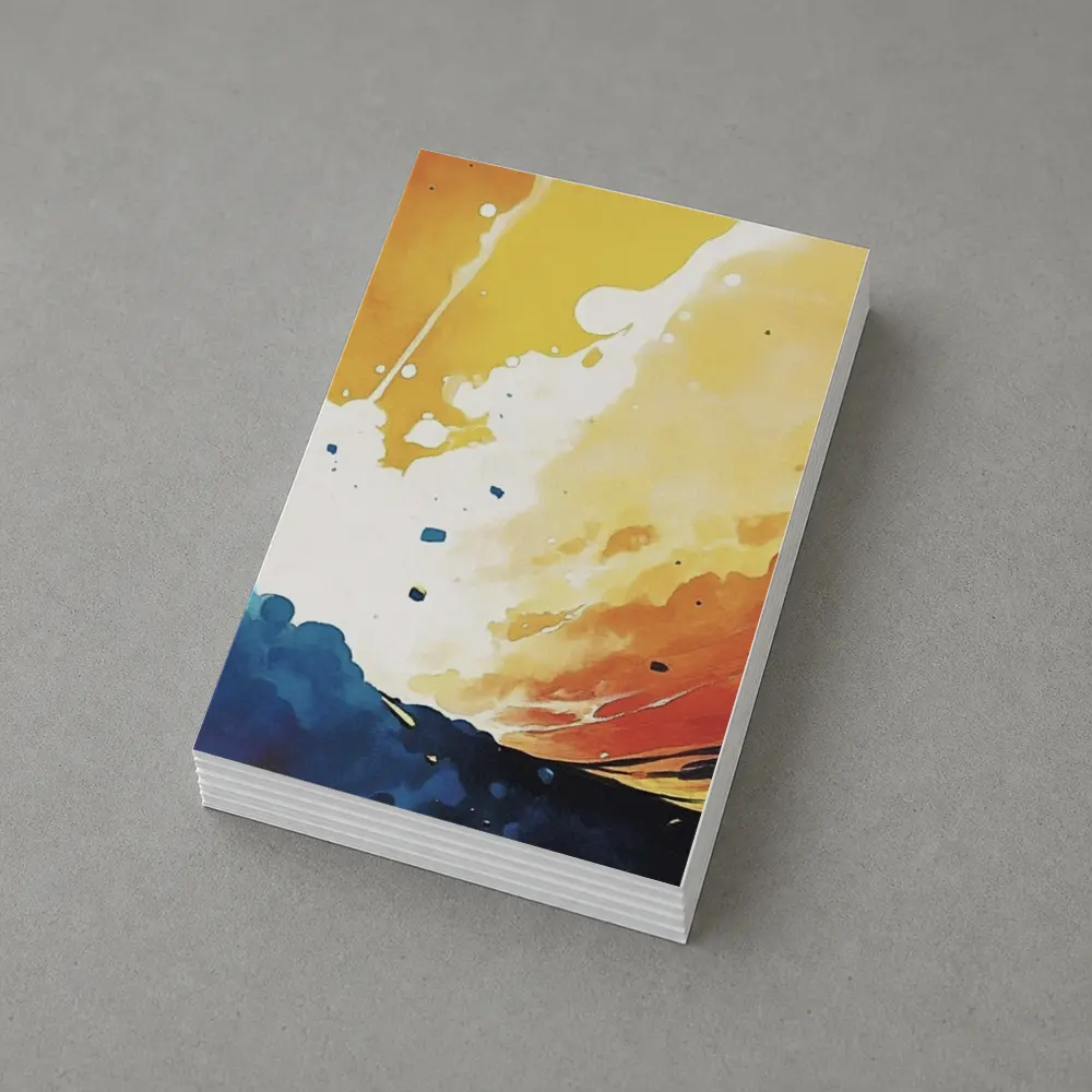 Abstract Watercolor Sky Blue Orange Explosion – Postcards