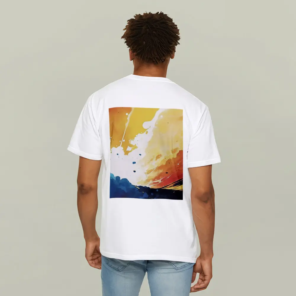 Abstract Watercolor Sky Blue Orange Explosion – T-Shirts