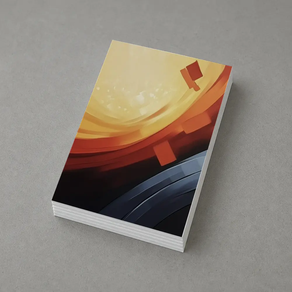 Abstract Orange Red Geometric Circular Digital Art – Postcards