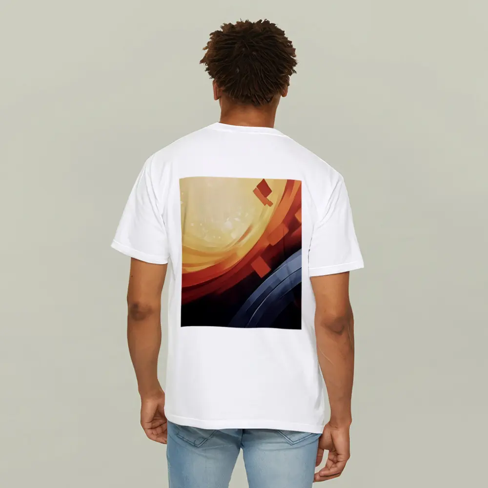 Abstract Orange Red Geometric Circular Digital Art – T-Shirts