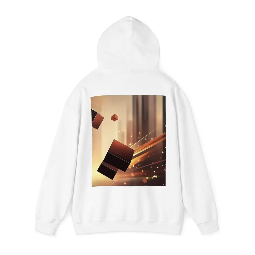 Dark Cubes Floating Abstract Warm Light Background – Hoodies