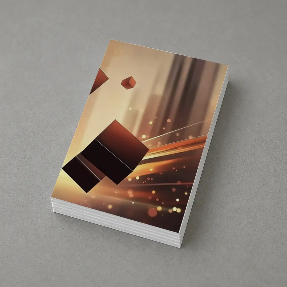 Dark Cubes Floating Abstract Warm Light Background – Postcards