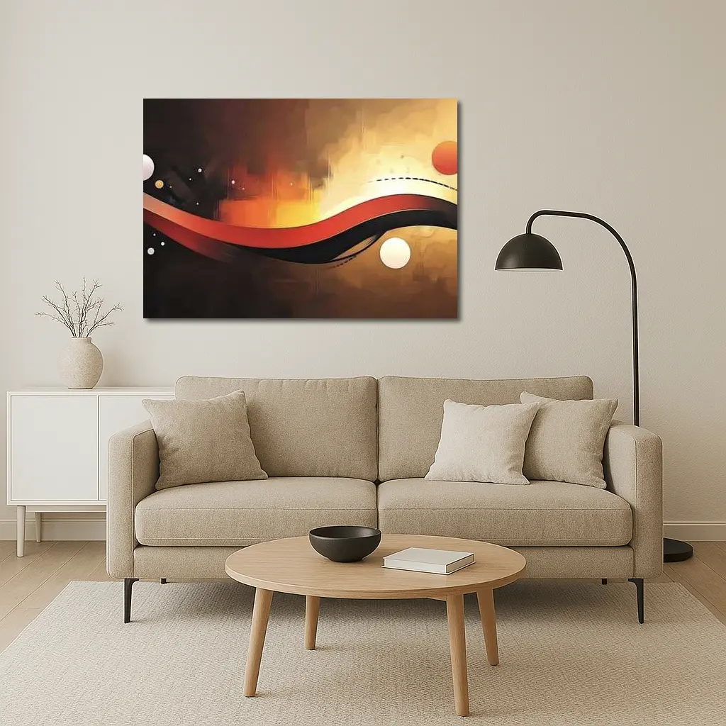 Red Black Wave Abstract Gold Background Art – Wall Art