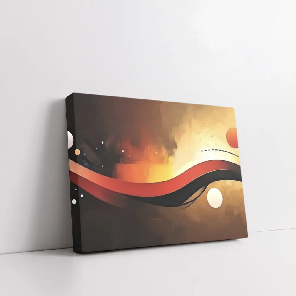 Red Black Wave Abstract Gold Background Art – Wall Art