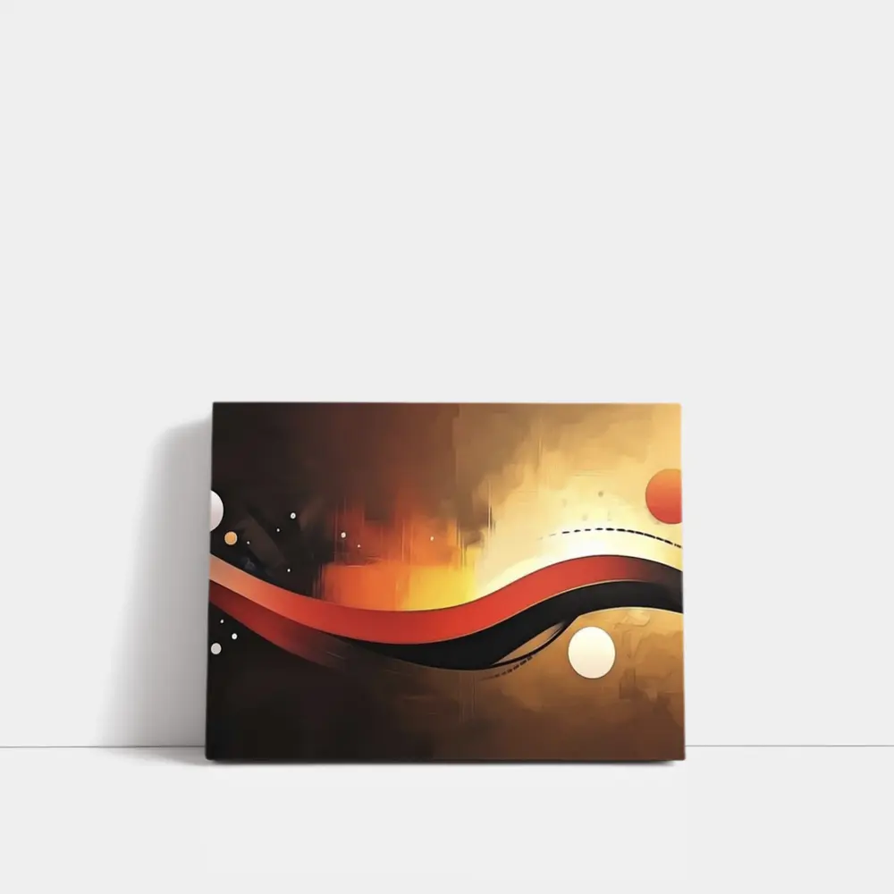 Red Black Wave Abstract Gold Background Art – Wall Art