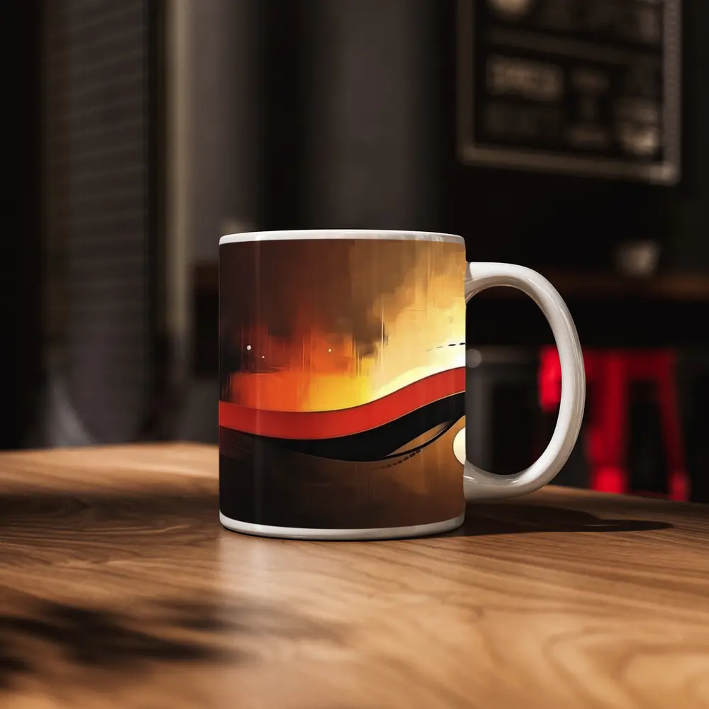 Red Black Wave Abstract Gold Background Art – Mugs