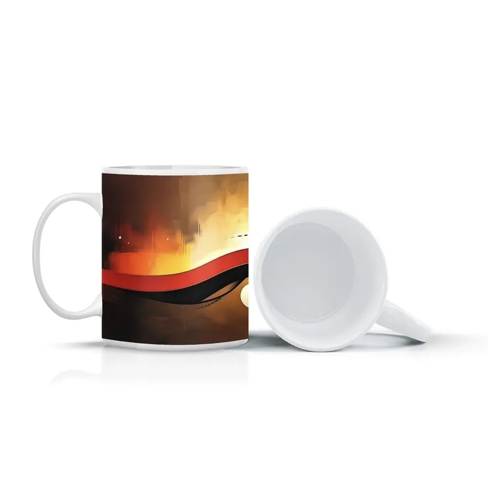 Red Black Wave Abstract Gold Background Art – Mugs