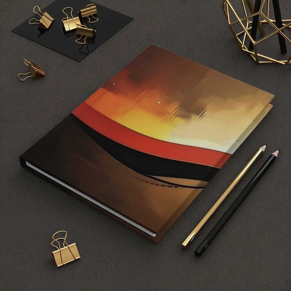 Red Black Wave Abstract Gold Background Art – Notebooks