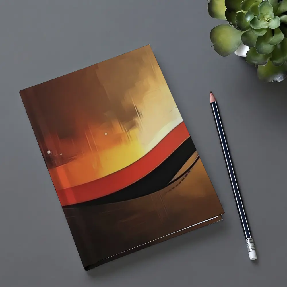 Red Black Wave Abstract Gold Background Art – Notebooks